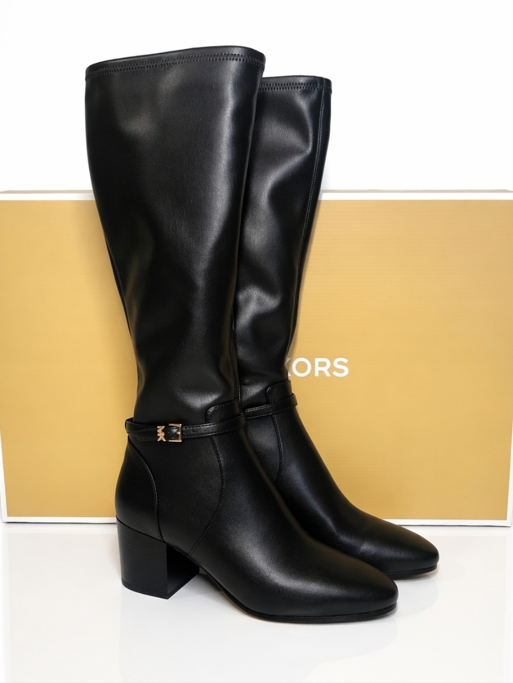MICHAEL KORS Ella Block Heel Boot In Black US 8 Wide $345 - Picture 3 of 10